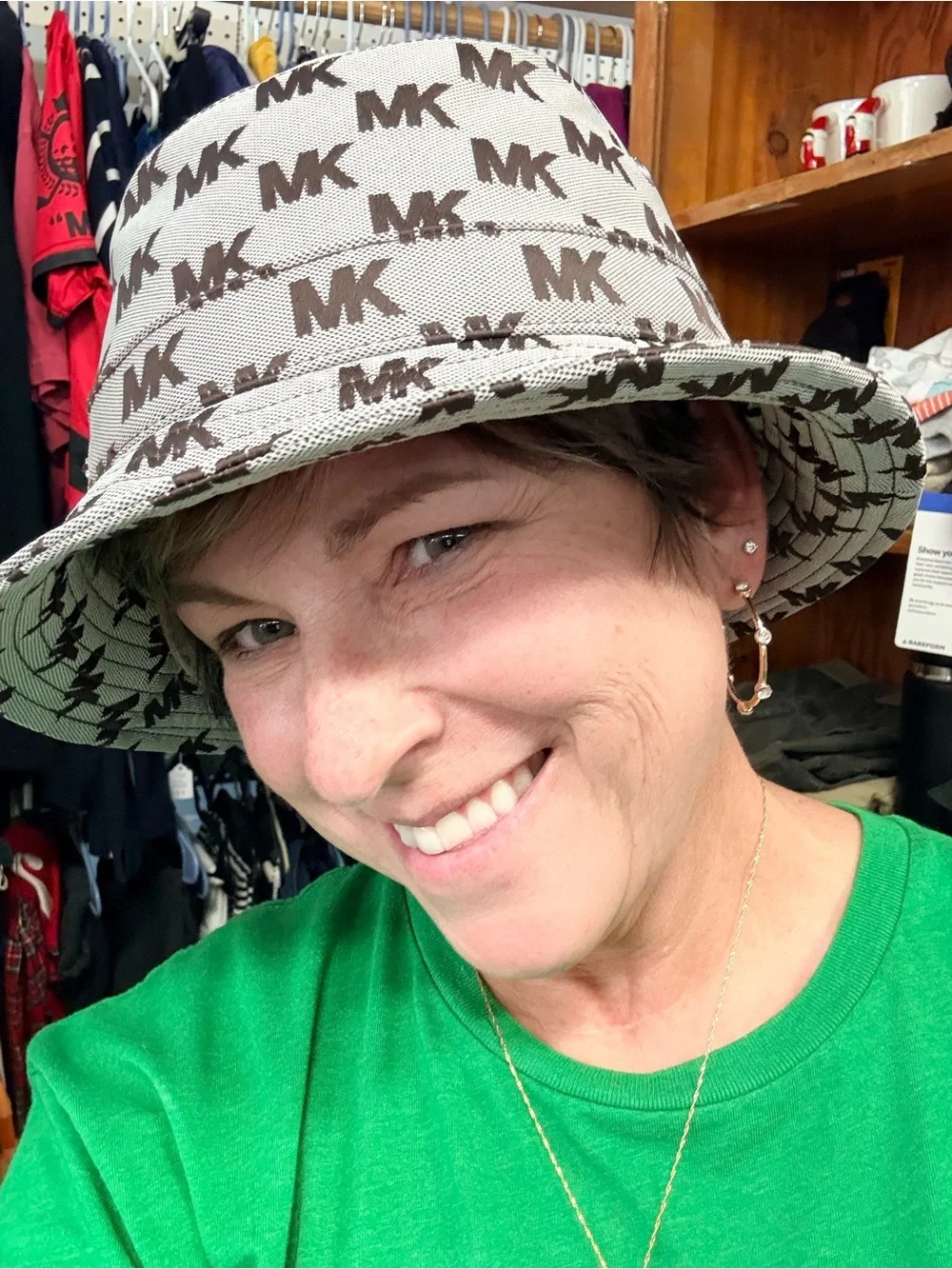 Michael Kors Jacquard Chocolate and Gray Bucket Hat